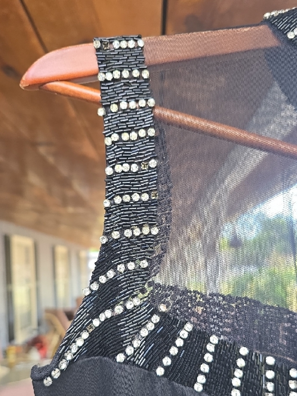 Lillie Rubin Black Beaded Fringe Evening Dress Size 8 - Picture 10 of 14